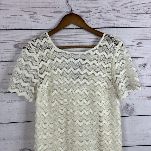 Loft Dress Womens Medium Ivory Lace Knit Layered Costal Lined Breathable Beach - Picture 2 of 11
